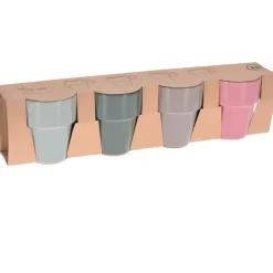 Kopjes, Mokken En Bekers-Excellent Houseware Gekleurde bekers/koffiekopjes - 4-delig