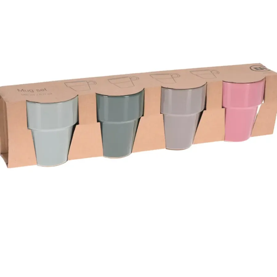 Kopjes, Mokken En Bekers-Excellent Houseware Gekleurde bekers/koffiekopjes - 4-delig