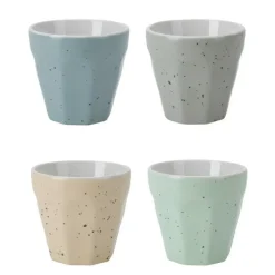 Kopjes, Mokken En Bekers-Excellent Houseware Koffiekop - 4x - porselein - 90 ml - gekleurd