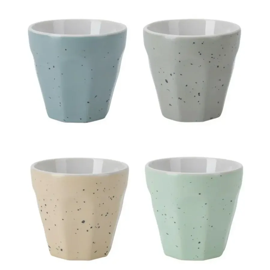 Kopjes, Mokken En Bekers-Excellent Houseware Koffiekop - 4x - porselein - 90 ml - gekleurd