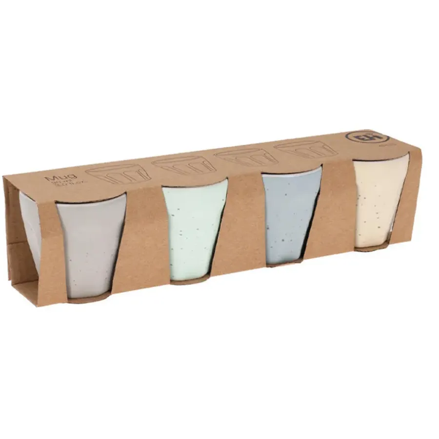 Kopjes, Mokken En Bekers-Excellent Houseware Koffiekop - 4x - porselein - 90 ml - gekleurd