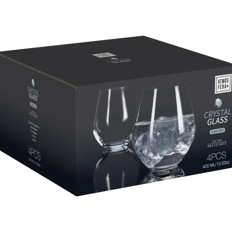 Excellent Houseware Tumbler glazen - 400 ml - 4x stuks