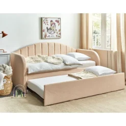 Beliani EYBURIE - Slaapbank - Perzik - 90 x 200 cm - Bouclé