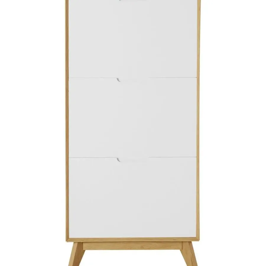 Loft24 Ezra - Schoenenkast met 3 kleppen in eiken / witte spaanplaat