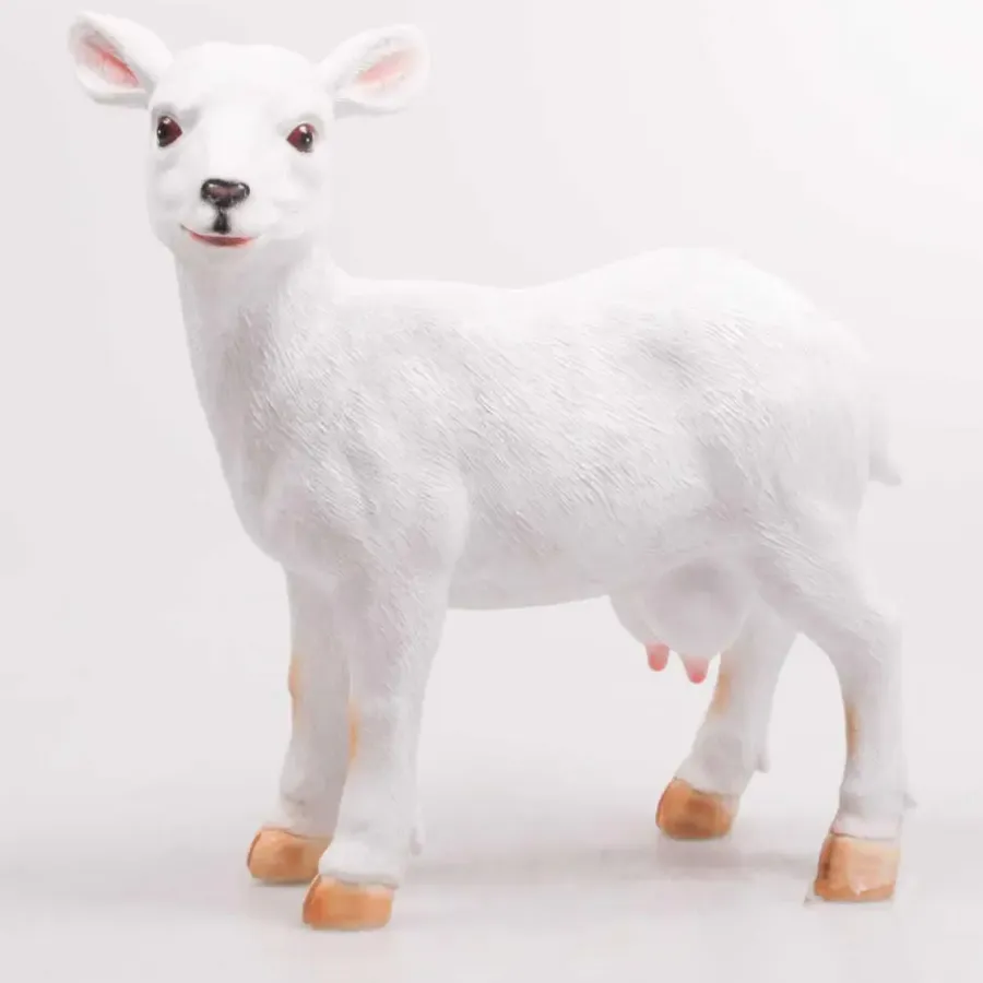 Tuindecoratie-Farmwood Animals Farmwood Geitje tuin beeldje - binnen/buiten - 28 x 10 x 32 cm
