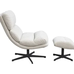 Fauteuils-Leen Bakker Fauteuil Bobbi incl. hocker - greige