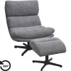 Leen Bakker Fauteuil Bobbi incl. hocker - antraciet