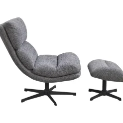 Leen Bakker Fauteuil Bobbi incl. hocker - antraciet