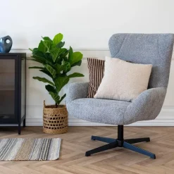 Fauteuils-House Nordic Fauteuil Draaibaar - Donkergrijs Stof - 89x80x101cm - Bescia