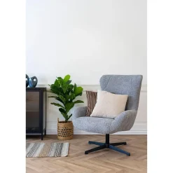 Fauteuils-House Nordic Fauteuil Draaibaar - Donkergrijs Stof - 89x80x101cm - Bescia
