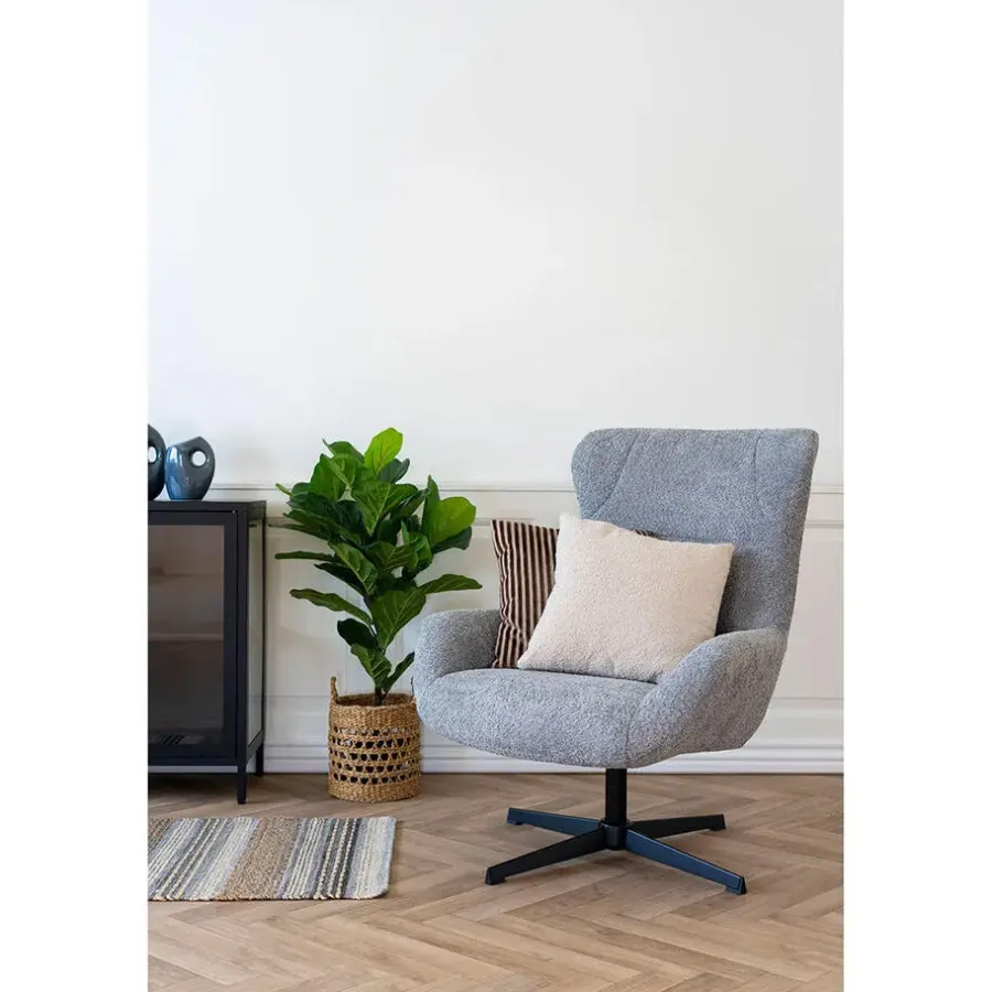 Fauteuils-House Nordic Fauteuil Draaibaar - Donkergrijs Stof - 89x80x101cm - Bescia