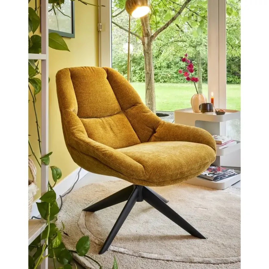 Fauteuils-Leen Bakker Fauteuil Lynn - oker