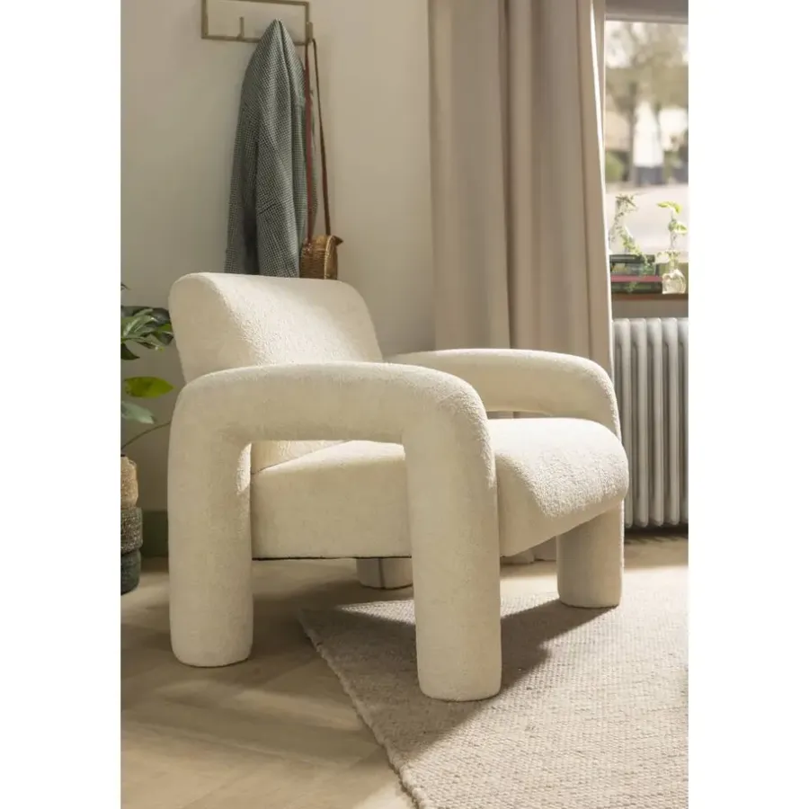 Fauteuils-Leen Bakker Fauteuil Puck - crème