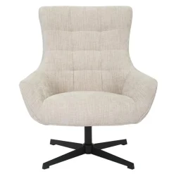Fauteuils-Livingfurn Fauteuil Stof Beige - Draaibaar - Zitdiepte 53cm - 53x53x99cm