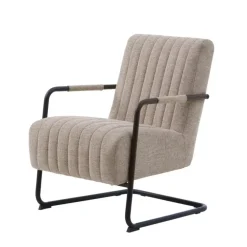 Giga Living Fauteuil Stof/Metaal Zandkleur - Incl. Armleuning - Trout - Set van 2