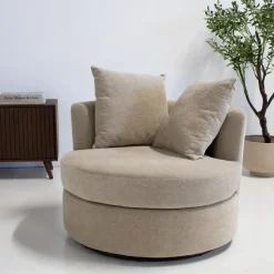 Fauteuils-Giga Meubel Fauteuil Taupe Stof - Zithoogte 45cm - Thony Luxe