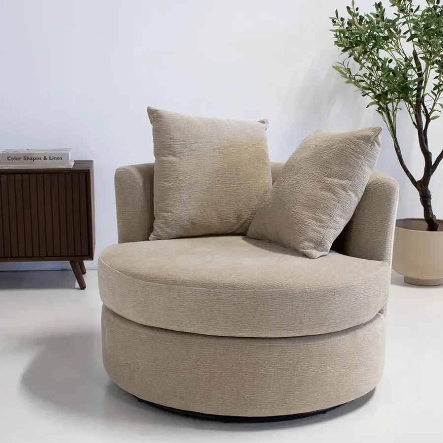 Fauteuils-Giga Meubel Fauteuil Taupe Stof - Zithoogte 45cm - Thony Luxe