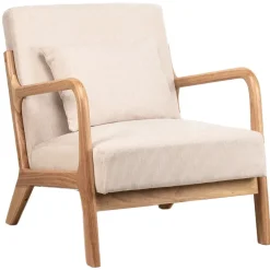 Nordlys Fauteuil van massief hout en beige stof