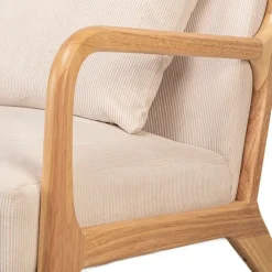 Nordlys Fauteuil van massief hout en beige stof