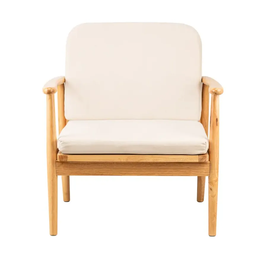 Nordlys Fauteuil van massief hout en beige stof