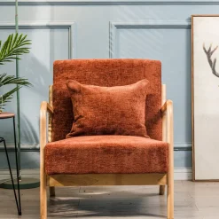 Fauteuils-Nordlys Fauteuil van massief hout en terracotta stof