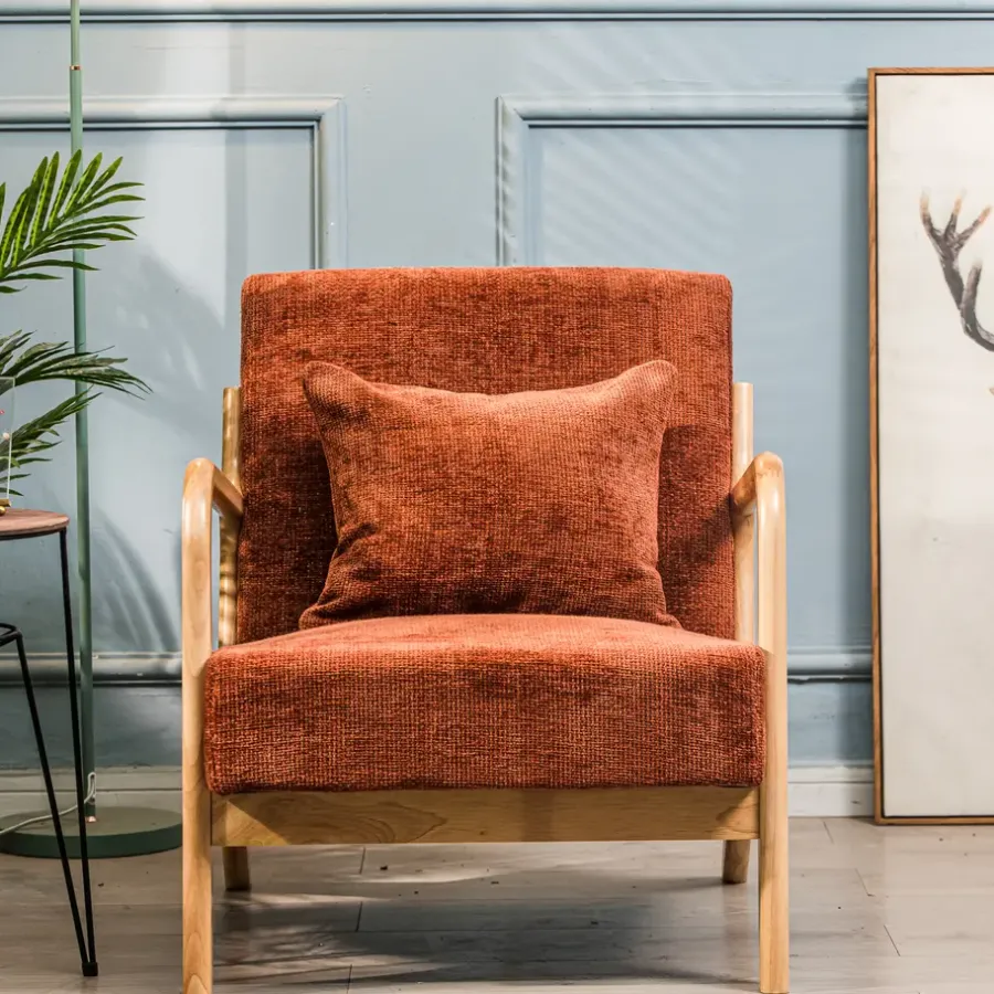 Fauteuils-Nordlys Fauteuil van massief hout en terracotta stof
