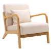 Nordlys Fauteuil van massief hout en beige stof