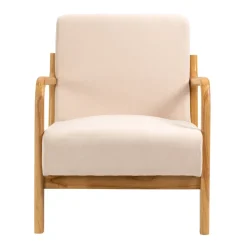 Nordlys Fauteuil van massief hout en beige stof