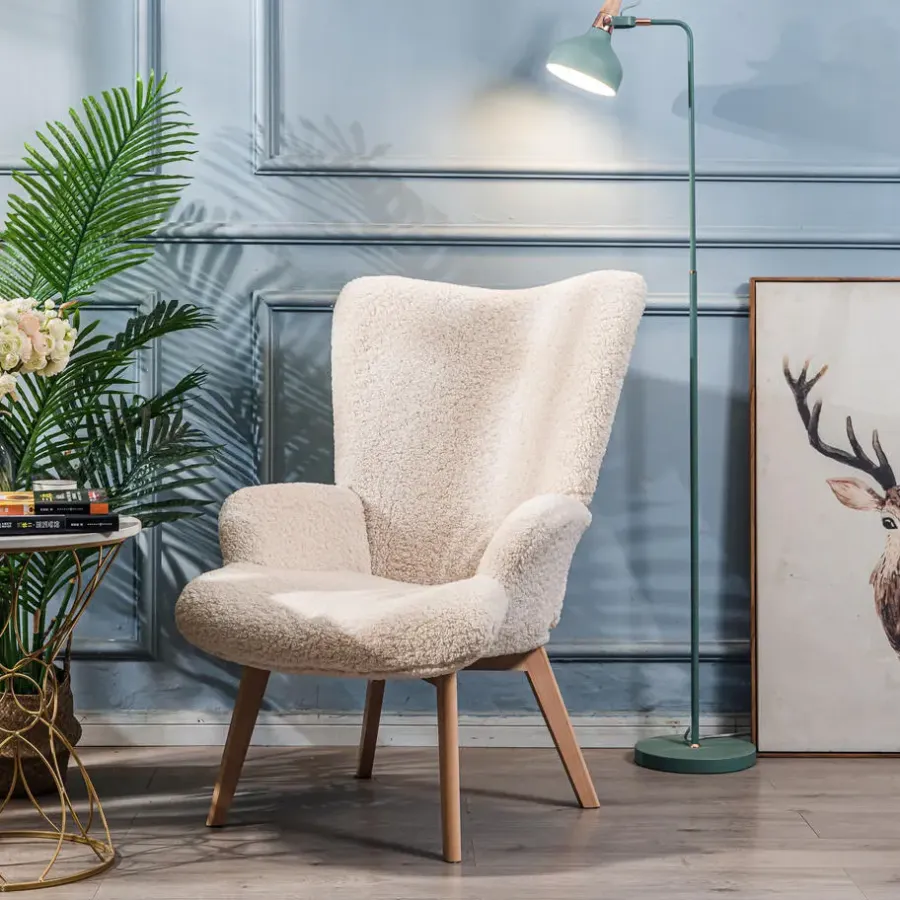 Nordlys Fauteuil van massief hout en witte lussen