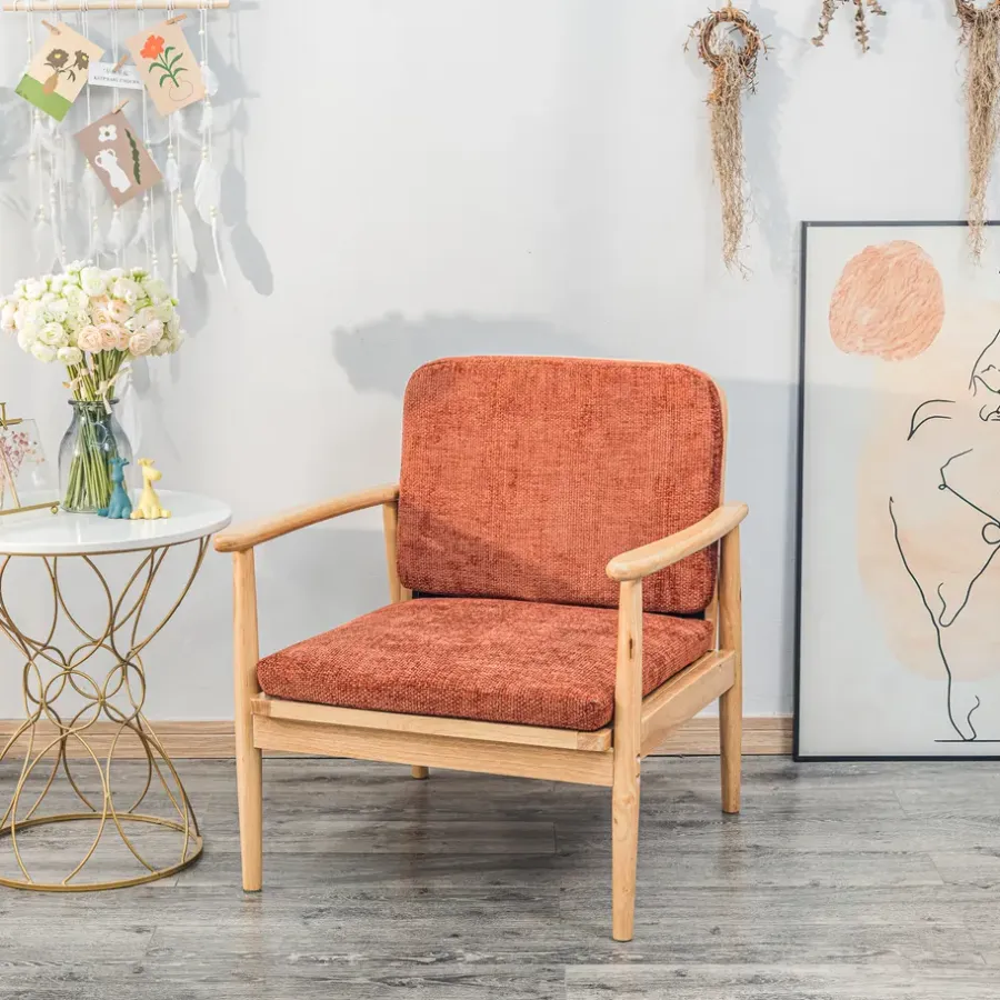 Nordlys Fauteuil van massief hout en terracotta stof