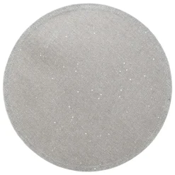 Placemats-Feeric lights & Christmas Feeeric Lights Placemat - zilver glitter - rond - D38 cm - jute