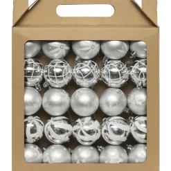 Kerstdecoratie-Feeric lights & Christmas Feeric Christmas kerstballen - 25x - 6cm - zilver/wit