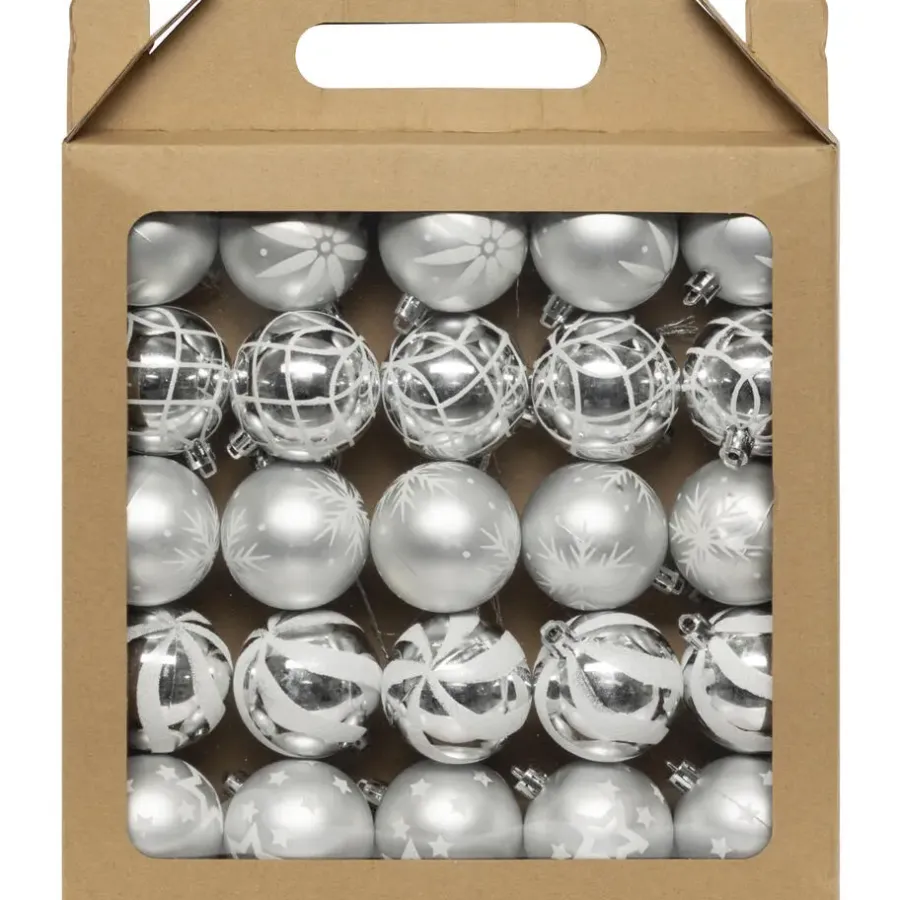 Kerstdecoratie-Feeric lights & Christmas Feeric Christmas kerstballen - 25x - 6cm - zilver/wit