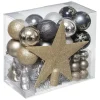 Kerstballen|Kerstdecoratie-Feeric lights & Christmas Feeric Christmas Kerstballen - 43x- piek - champagne/blauw/grijs - 3-6 cm - kuns
