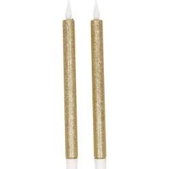 Feeric lights & Christmas LED dinerkaarsen - 2x - goud - 28x2cm