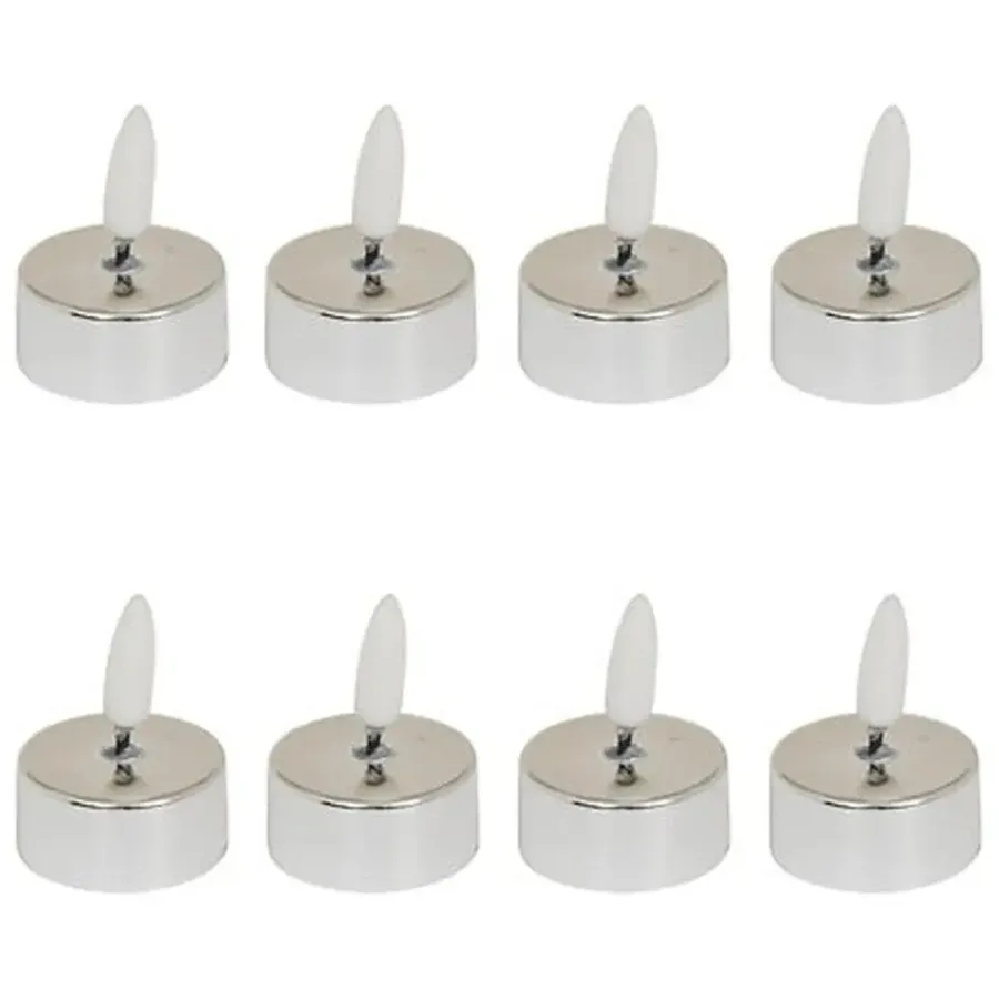 Feeric lights & Christmas LED theelichtjes - 8x - zilver - 5,5 cm