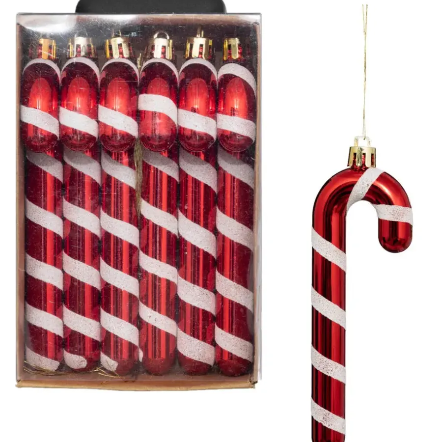 Kerstballen|Kerstdecoratie-Feeric lights & Christmas Feeric lights and christmas kersthangers - zuurstokken- 6x