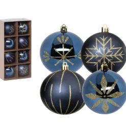 Feeric lights & Christmas Feeric lights and christmas kunststof kerstballen- 8x- 8cm -blauw