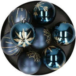Feeric lights & Christmas Feeric lights and christmas kunststof kerstballen- 8x- 8cm -blauw