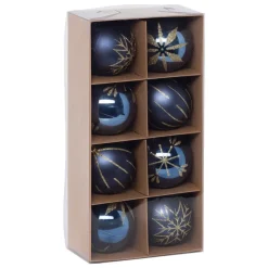 Feeric lights & Christmas Feeric lights and christmas kunststof kerstballen- 8x- 8cm -blauw