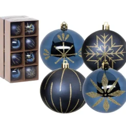 Feeric lights & Christmas Feeric lights and christmas kunststof kerstballen- 8x- 8cm -blauw