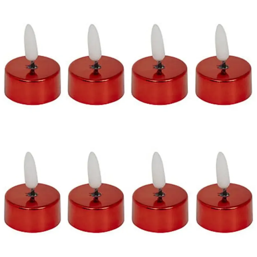 Feeric lights & Christmas Feeric lights and christmas LED theelichtjes - 8x - rood - 5,5 cm