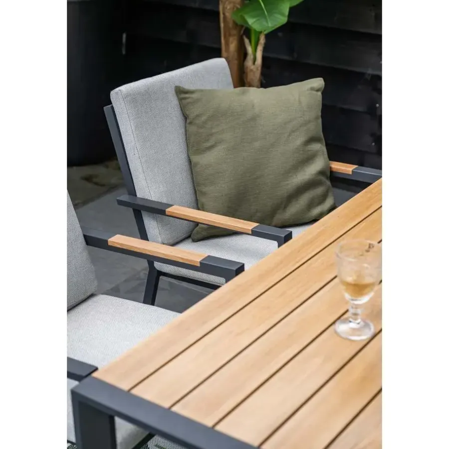 Tuintafels-Garden Impressions Felini tafel - 160x84 cm - carbon black - light teaklook