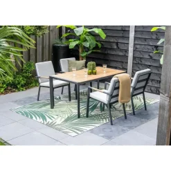 Tuintafels-Garden Impressions Felini tafel - 160x84 cm - carbon black - light teaklook