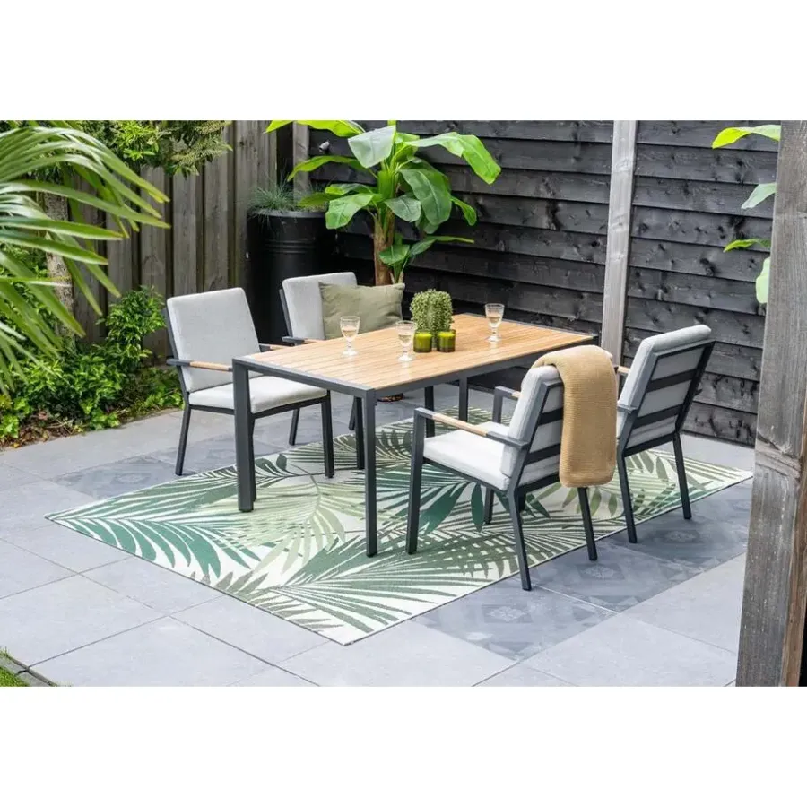Tuintafels-Garden Impressions Felini tafel - 160x84 cm - carbon black - light teaklook