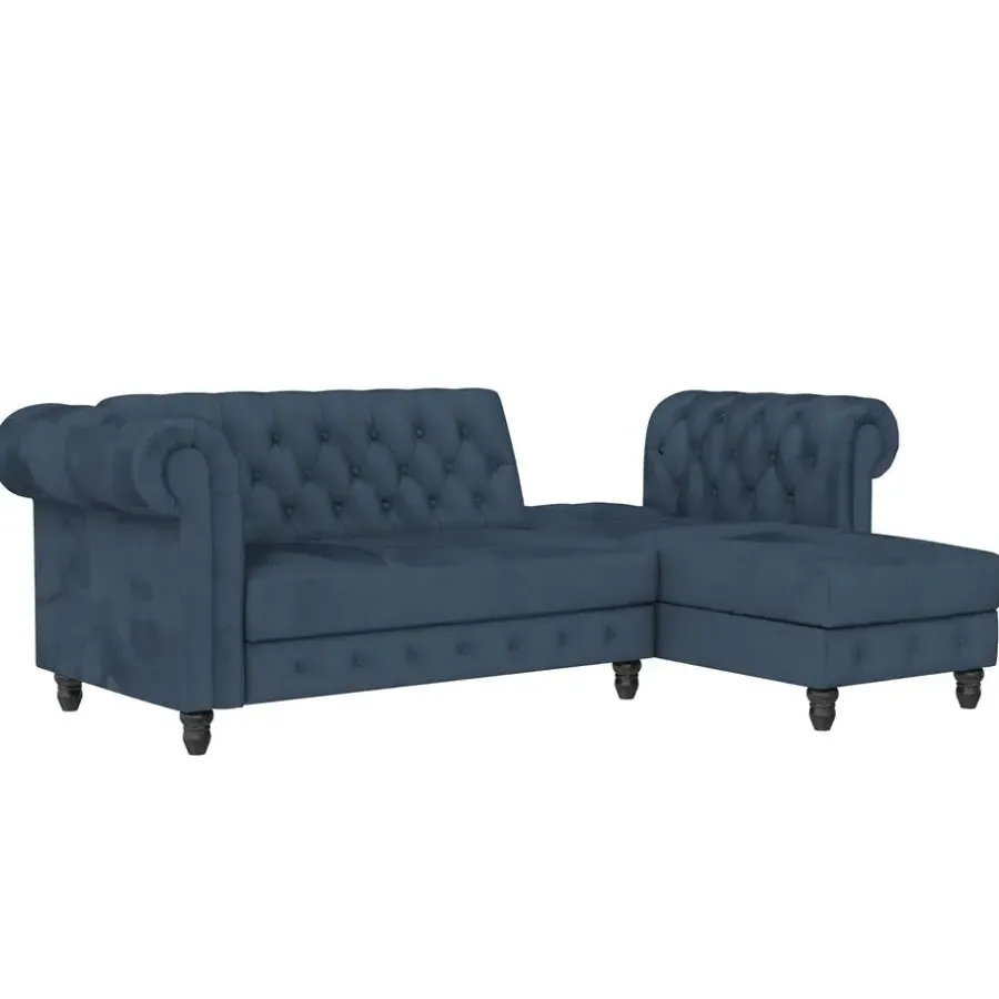 Dorel Home Felix - 3-zits slaapbank in blauw fluweel