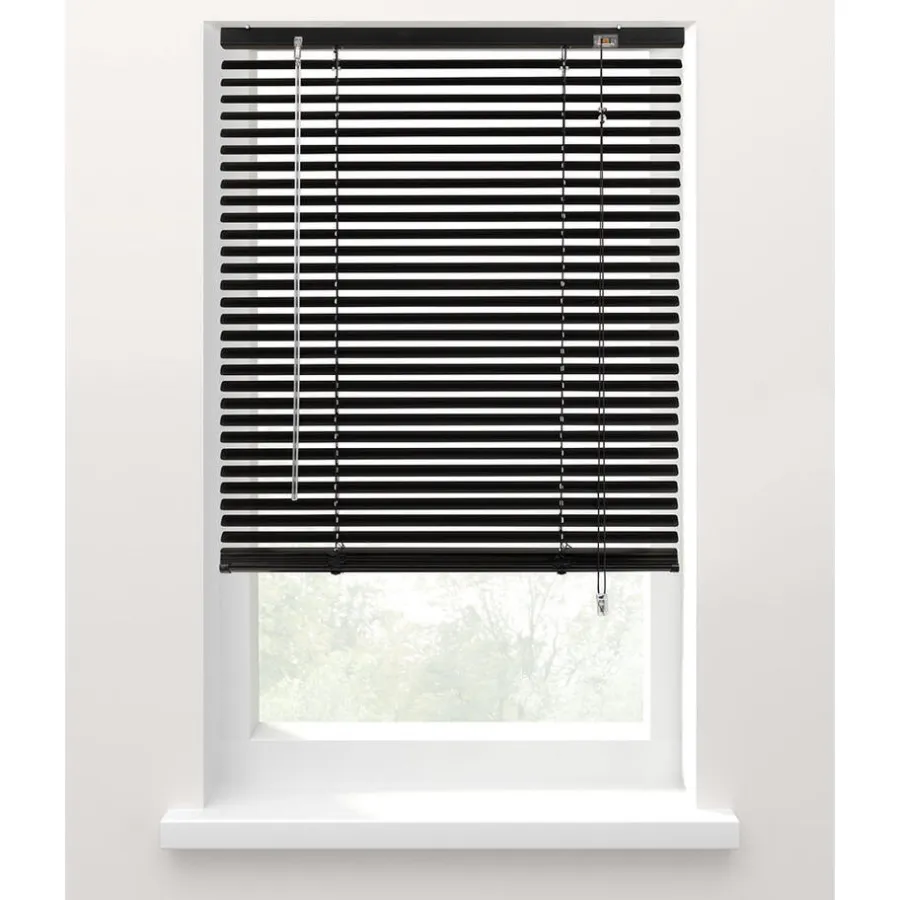 Aluminium Jaloezieën Kant En Klaar-Fenstr jaloezie aluminium 25 mm matzwart - 220x180 cm