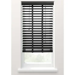 Houten Jaloezieën Kant En Klaar-Fenstr jaloezie hout 50 mm zwart - 60x180 cm