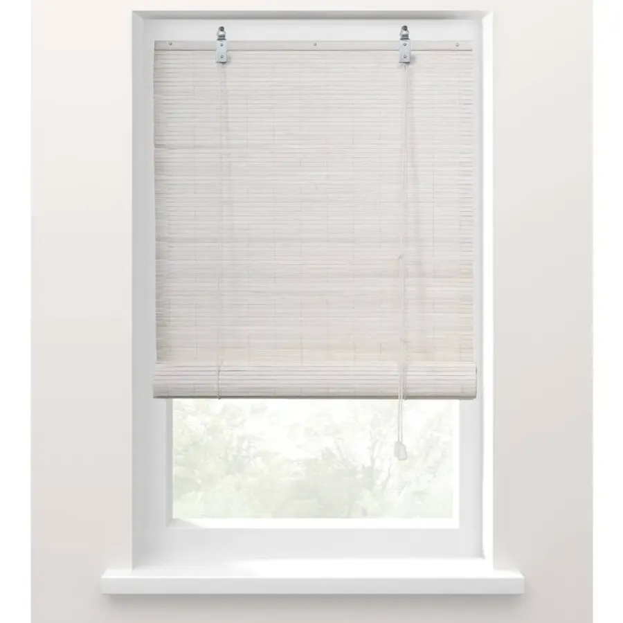 Bamboe Rolgordijnen Kant En Klaar-Fenstr Rolgordijn bamboe wit - 60x180 cm
