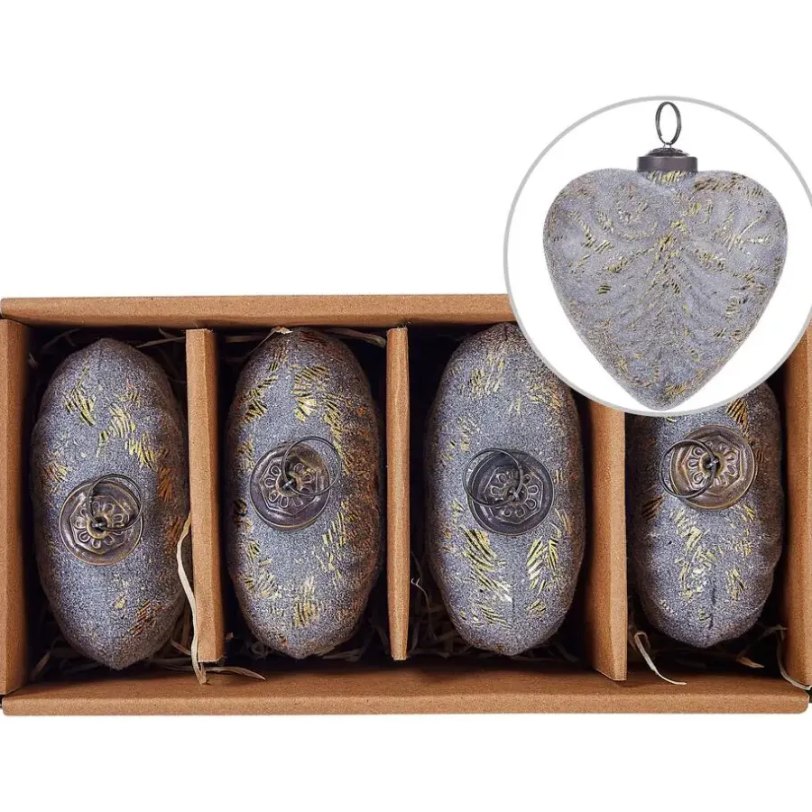 Kerstdecoratie-Beliani FERIABLE - Kerstballen set van 4 - Grijs - Glas